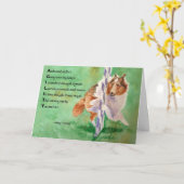 Carte Poème d'agilité de Sheltie (Fleur jaune)