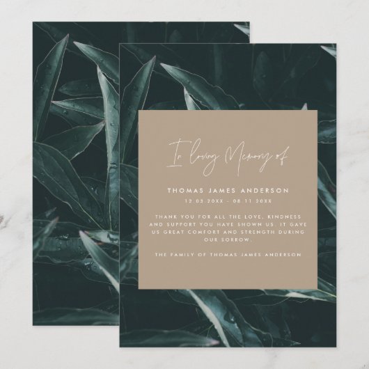 Carte Poème de mémoire de chagrin moderne et élégant (Devant / Derrière)