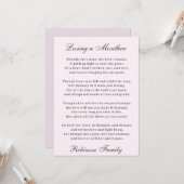 Carte Poème de perte d'une mère (Devant/Arrière en situation)