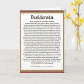 Carte Poème DESIDERATA Max Ehrmann-Calligraphie Médiéval (Fleur jaune)