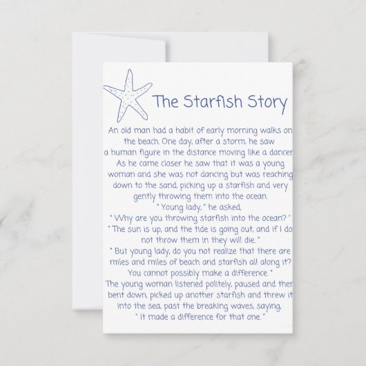 Carte Poème Starfish, histoire Starfish, cadeau Foster m (Devant)