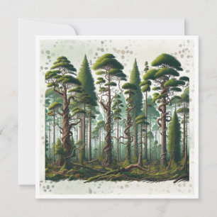 Carte Poème sur la perspective de la forêt d'arbres