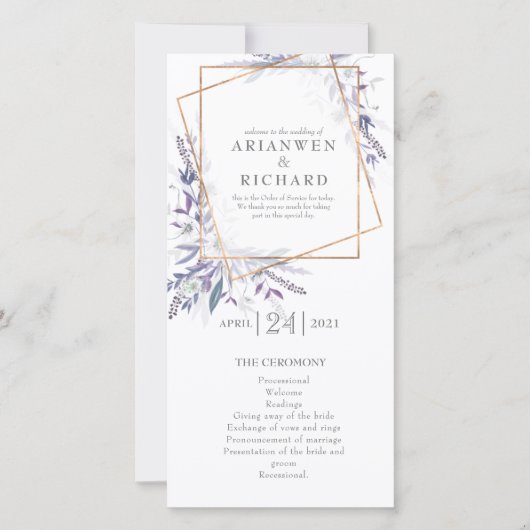 Carte Poètes Garden Geo Purple Ordre de service (Devant)