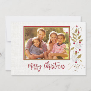 Carte Poinsetta et rouge Berry Custom Family Christmas C