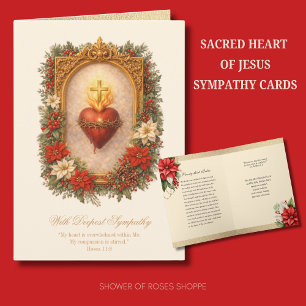Carte Poinsettia de condoléances du Sacré-Cœur