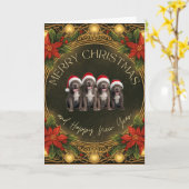 Carte Poinsettia élégant filigrane doré et lumières (Fleur jaune)