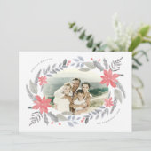 Carte Poinsettia Floral dessiné à la main Grain de vacan (Debout devant)