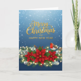 Carte Poinsettia Glow Christmas & New Year Card