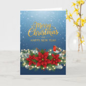 Carte Poinsettia Glow Christmas & New Year Card (Fleur jaune)