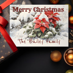 Carte Poinsettia Joyeux Noël