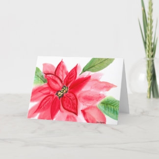 Carte Poinsettia Watercolor
