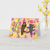 Carte Point de polka de danse heureux de bande dessinée (Fleur jaune)