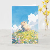 Carte Point de vue du sommet du capybara (Fleur jaune)