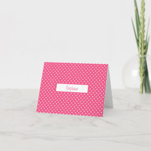 Carte Point Polka Coeur rose avec nom
