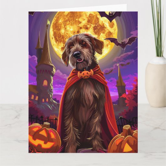 Carte Pointeur à poils durs Griffon Vampire Citrouilles  (Devant)