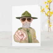 Carte Pointing sergent d'exercice en colère (Fleur jaune)