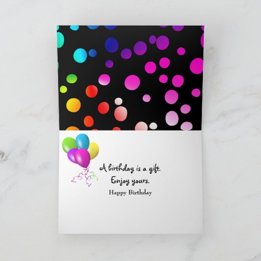 Carte Points arc-en-ciel 107e anniversaire en noir (Intérieur)