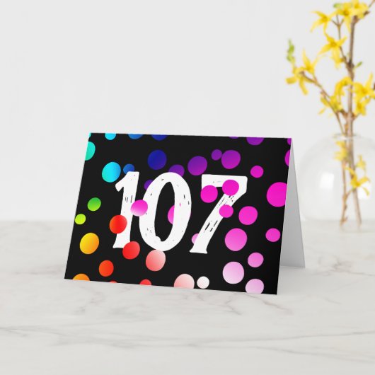 Carte Points arc-en-ciel 107e anniversaire en noir (Fleur jaune)