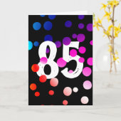 Carte Points arc-en-ciel 85e anniversaire sur noir (Fleur jaune)