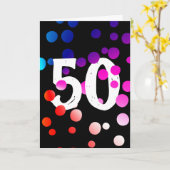 Carte Points arc-en-ciel du 50e anniversaire en noir (Fleur jaune)