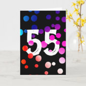 Carte Points arc-en-ciel du 55e anniversaire en noir (Fleur jaune)