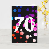 Carte Points arc-en-ciel du 70e anniversaire en noir (Fleur jaune)