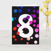 Carte Points arc-en-ciel du 8e anniversaire en noir (Fleur jaune)