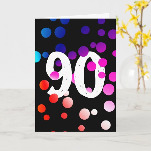 Carte Points arc-en-ciel du 90e anniversaire en noir (Fleur jaune)