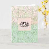 Carte Points Confetti Aquarelle Rose-Mint (Fleur jaune)
