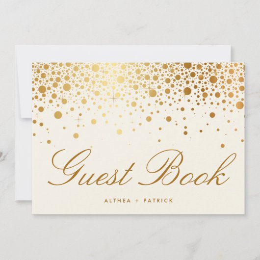 Carte Points Confetti Faux Gold Foil | Livre d'invité iv (Devant)