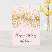 Carte Points de Confetti en or rose pâle Anniversaire (Fleur jaune)
