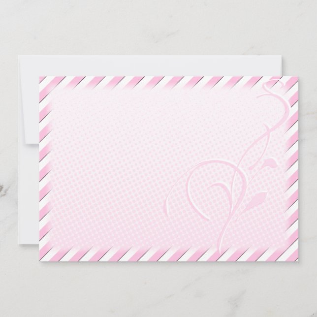 Carte Points et rayures roses et fleuris (Devant)