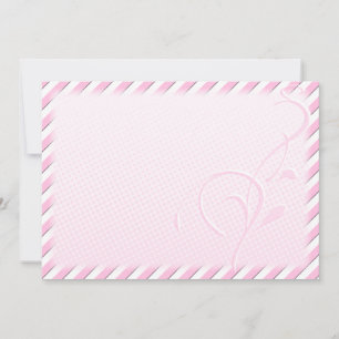 Carte Points et rayures roses et fleuris