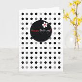 Carte Points noirs et rouges simples d'anniversaire (Fleur jaune)