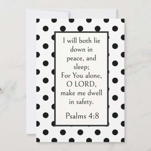 Carte Points noirs, Psaume 4:8 Verset biblique, Paisible (Devant)