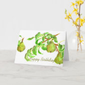 Carte Poires Joyeux Anniversaire Fruit Eté Vert (Fleur jaune)