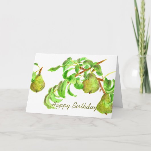 Carte Poires Joyeux Anniversaire Fruit Eté Vert (Devant)