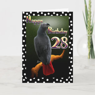 Carte Pois de perroquets afro-gris du Congo 28e B-Day