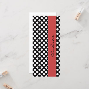 Carte Pois noirs et blancs, pointillés, Votre nom