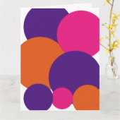 Carte Pois orange, violet et rose chaud (Fleur jaune)
