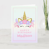 Carte Pois Rainbow Unicorn Joyeux anniversaire (Devant)