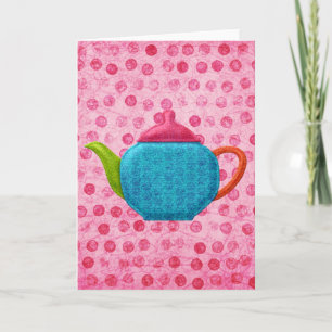 Carte Pois roses et théière