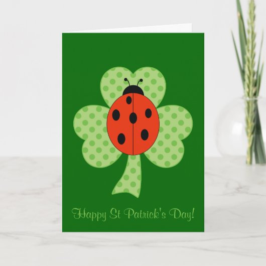 Carte Pois shamrocks et coccinelle Saint Patrick (Devant)