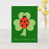 Carte Pois shamrocks et coccinelle Saint Patrick (Fleur jaune)
