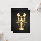 Carte Poisson à langouste polygonale dorée sur noir (Devant/Arrière en situation)