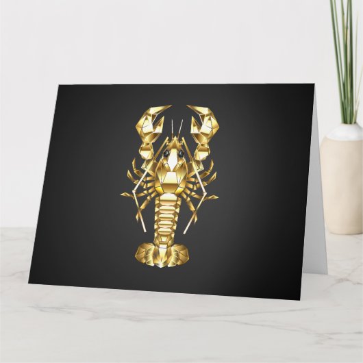 Carte Poisson à langouste polygonale dorée sur noir (Devant)