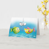Carte Poisson Anniversaire avec bulles (Fleur jaune)