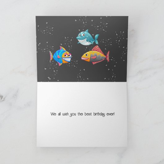 Carte Poisson Anniversaire En Bulles De Groupe (Intérieur)