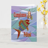 Carte Poisson Anniversaire Espagnol/Mexicain/Latine (Fleur jaune)