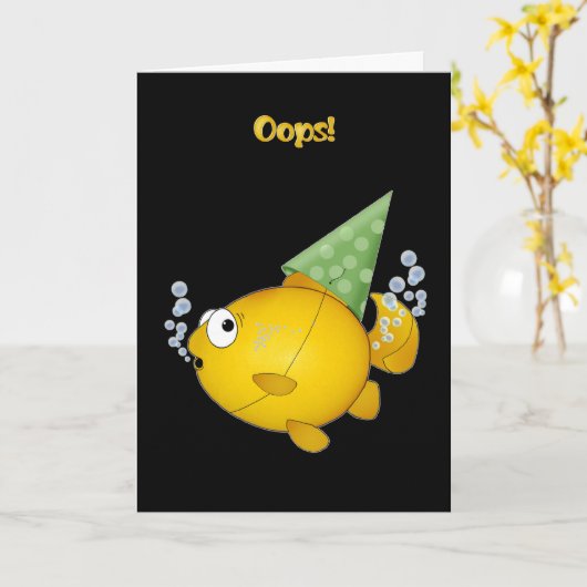 Carte POISSON anniversaire tooting oops! (Fleur jaune)